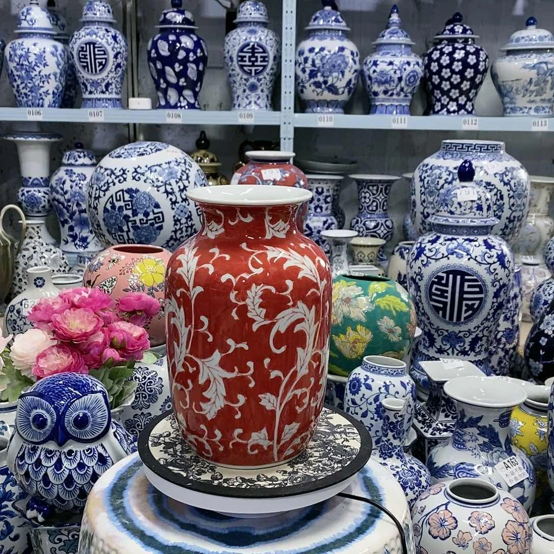 【闪购商品】摆件红釉花瓶瓷器摆件…………………………