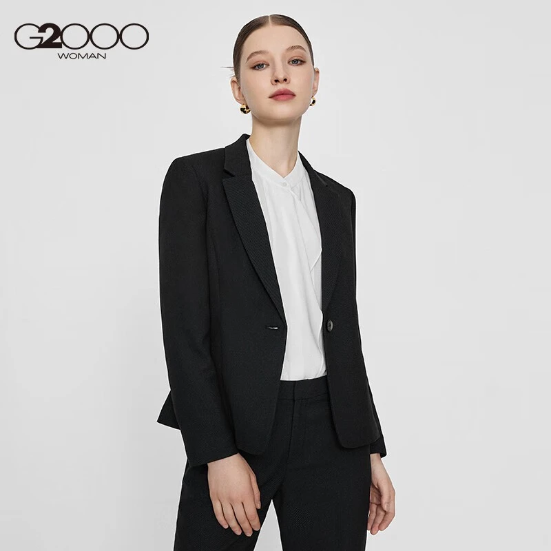 G2000女士平驳领剪裁面料挺括商场通勤舒适西装