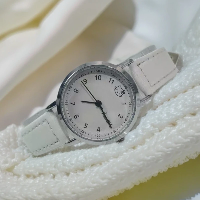 2025新款女初高中学生考试专用高颜值KT猫简约皮带时尚石英表批发