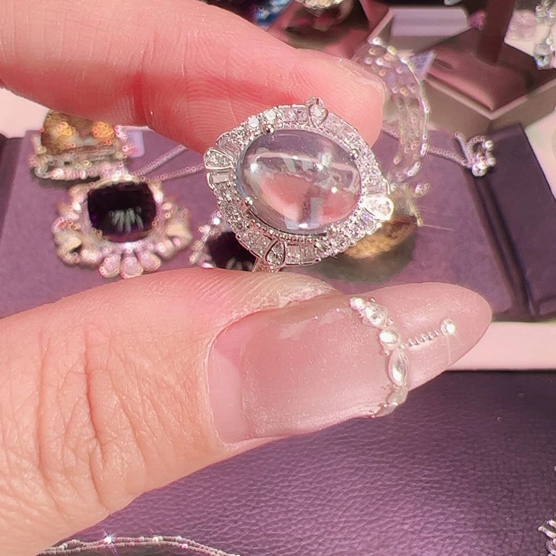 托帕石戒指银S925镶嵌