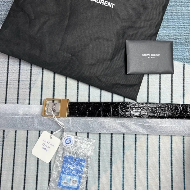 未使用 YSL/圣罗兰 YSL黑色金扣腰带