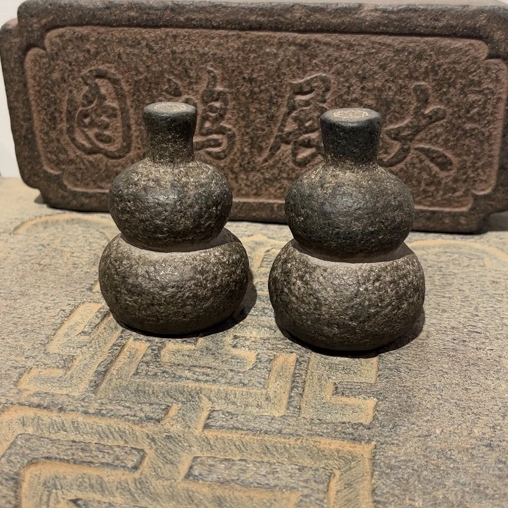 百***）石材一对葫芦青石