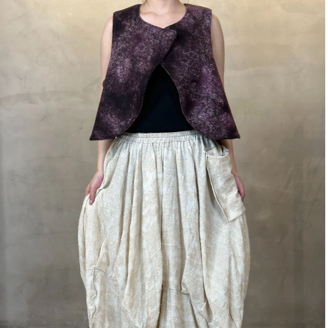 蕊家手工女款扎染羊毛马甲