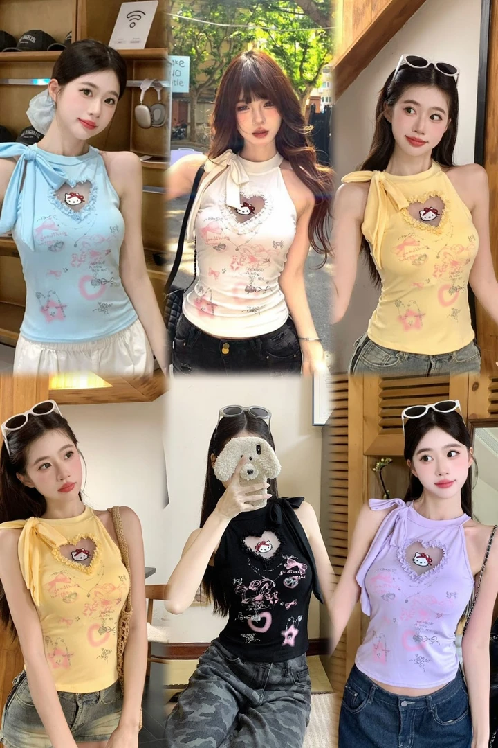 南理香心跳追踪%爱心蕾丝纯欲辣妹吊带背心女夏季收腰显瘦上衣