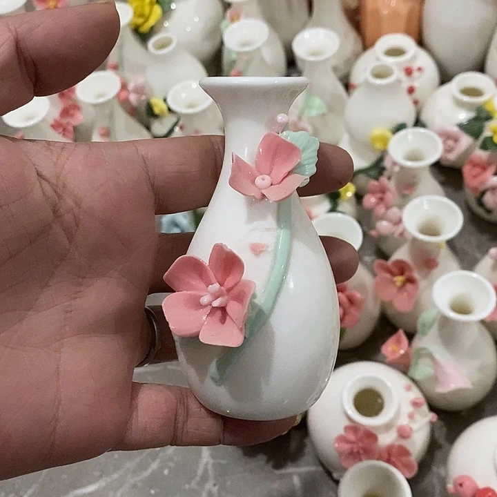 瓷片纯手工陶瓷花摆件瑕