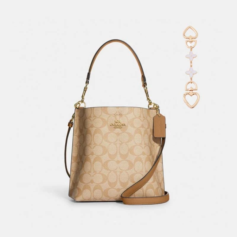 【520好礼】COACH/蔻驰Mollie22女士经典浅卡其单肩手提水桶包