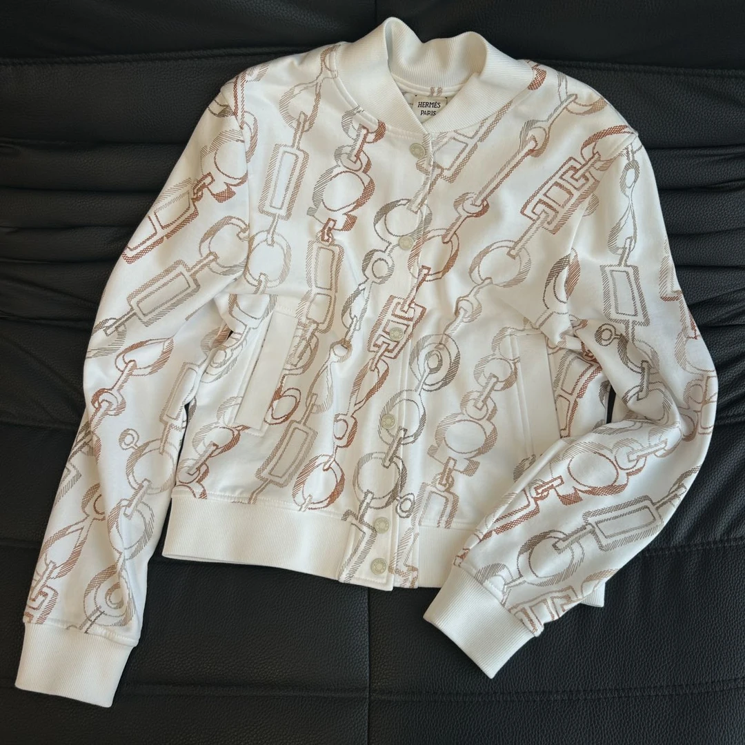 99新 Hermes/爱马仕 Hermes爱马仕旋动音律运动开衫棒球服