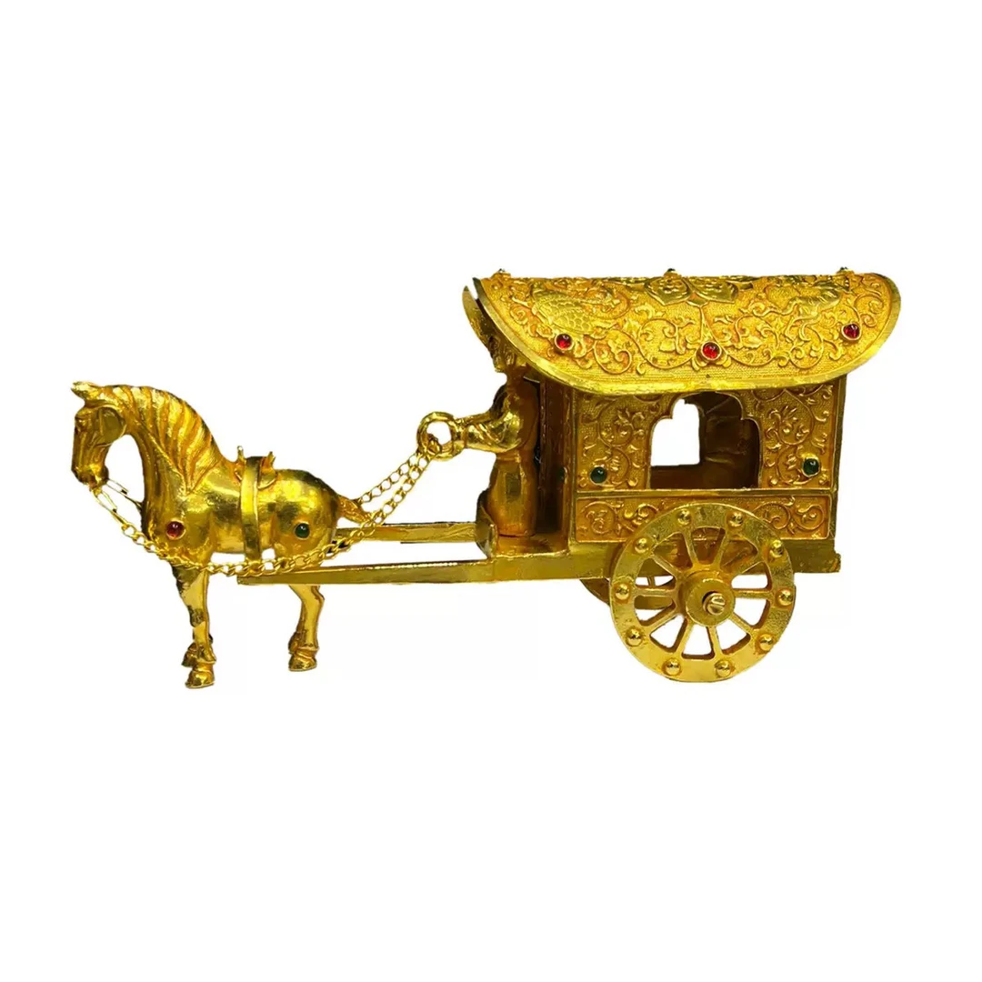 （藏收集）H斤马拉车摆件