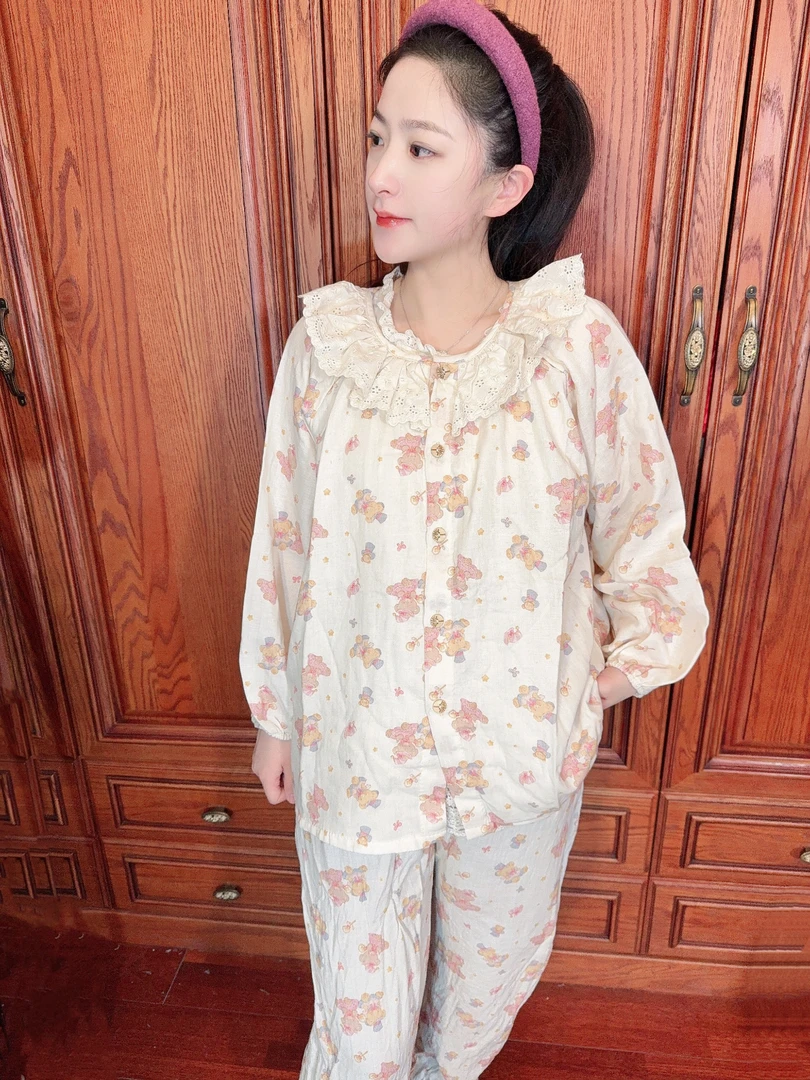 CBLM家春夏季棉纱【粉色小熊】宽松显瘦家居服