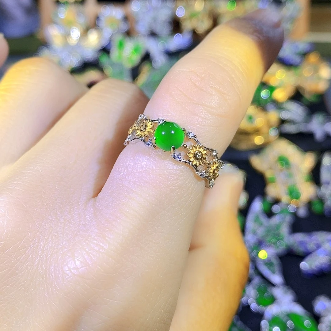 吊坠(不含链)银S925镶嵌翡翠