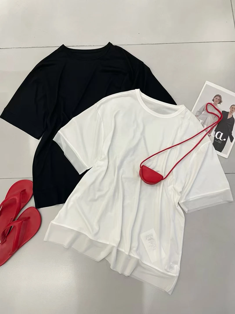 50169【PINGJIE】2025高货时尚宽松休闲潮流舒适百搭洋气短袖