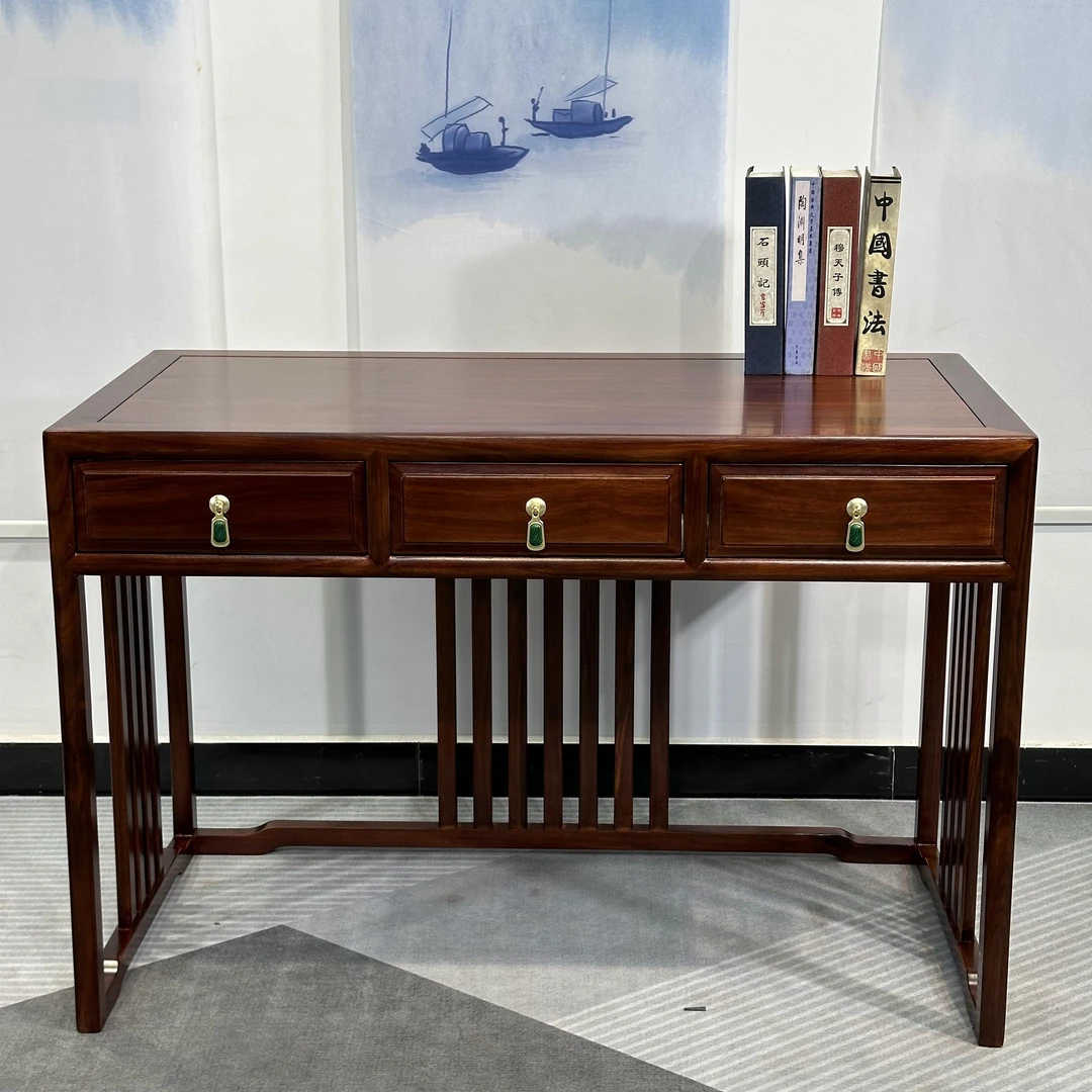 新中式实木书桌家用学生学习写字桌靠墙长条桌卧室书房简易办公桌