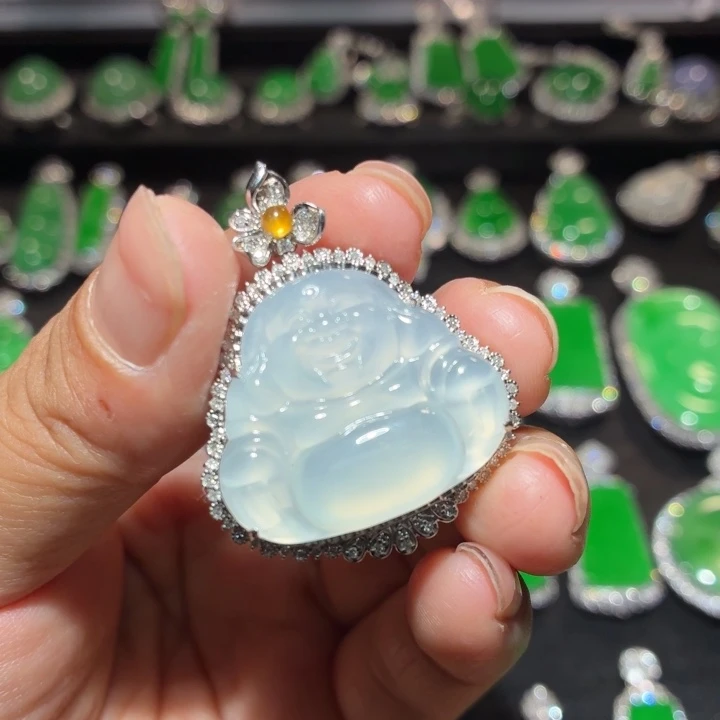 吊坠(不含链)18K金镶嵌翡翠翡翠