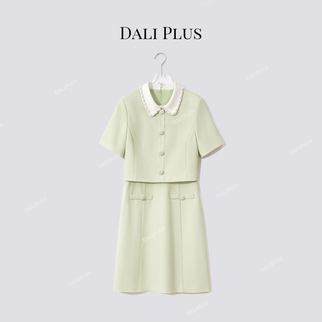 DALI PLUS法式小香风醋酸重工钉珠高级质感气质连衣裙-D5SS7082