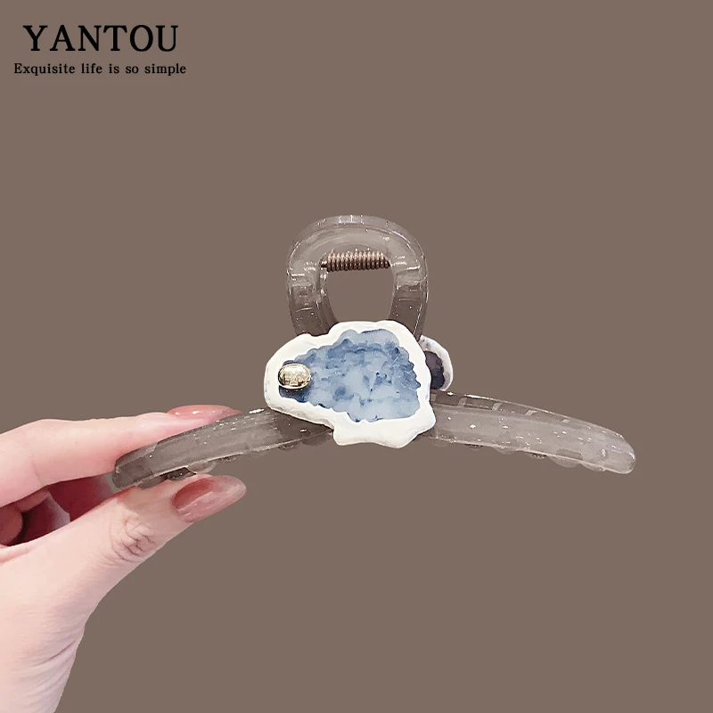 2025新款高级感果灰色大抓夹网红时尚后脑勺盘发鲨鱼夹发饰