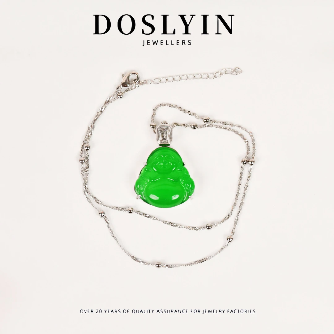 玉髓 【H179】简约百搭微笑弥勒佛吊坠气质轻奢项链