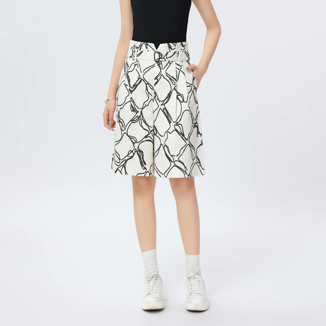 AMASS/阿玛施夏日百搭短裤舒适简约宽松穿搭格纹五分裤5100437