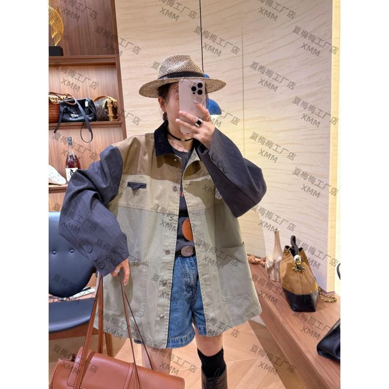 XMM.【原创设计牛仔拼接风衣】时尚百搭潮流显瘦洋气宽松春秋-F1097