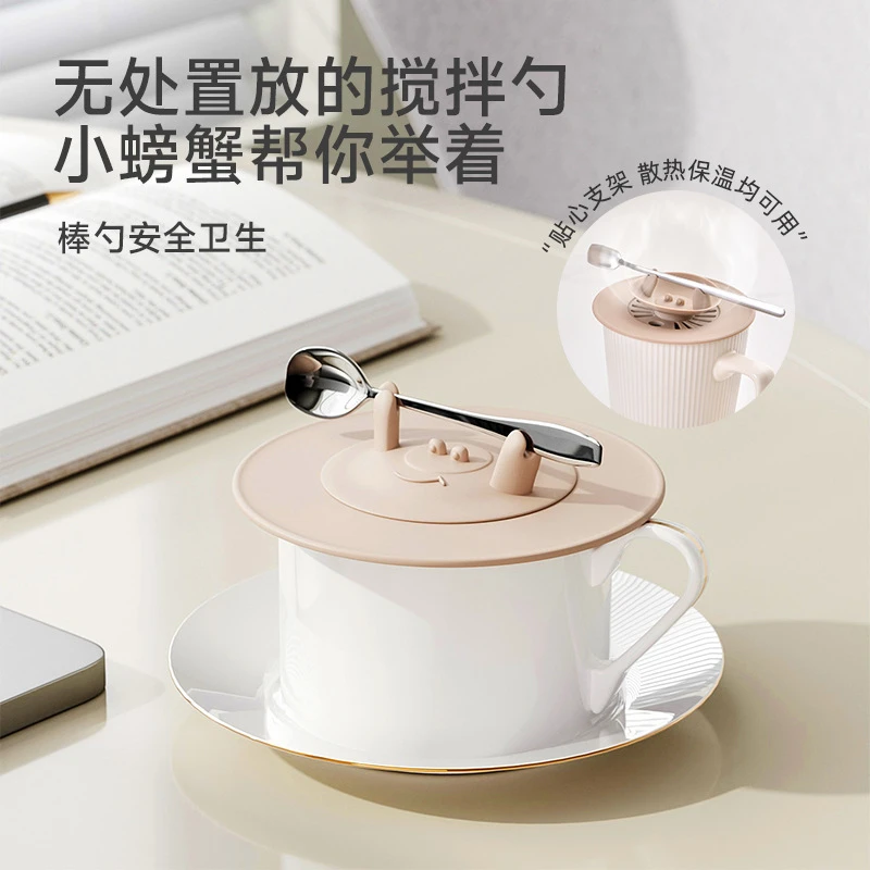 日本sp家用多功能耐热杯盖 食品级硅胶创意小螃蟹防尘盖 067273