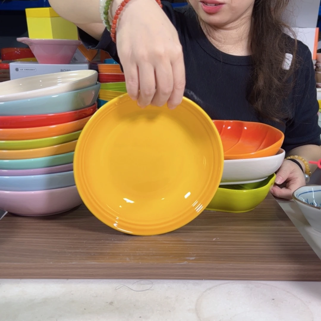 陶瓷落日黄燕麦碗