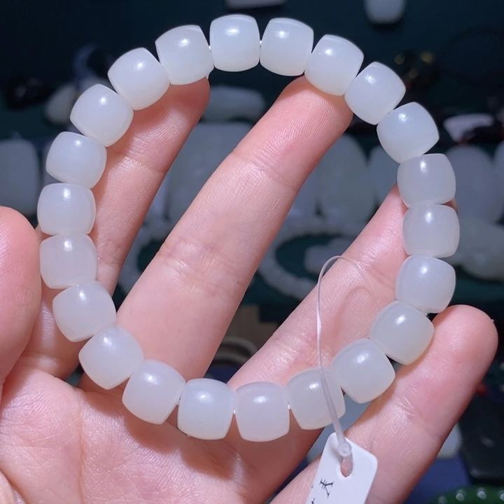 和田玉颈饰未镶嵌白玉直切手串卡10mm