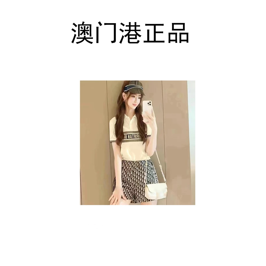 【澳门港正品】2件套夏季女短袖短裤宽松POLO领纽扣休闲套装女674