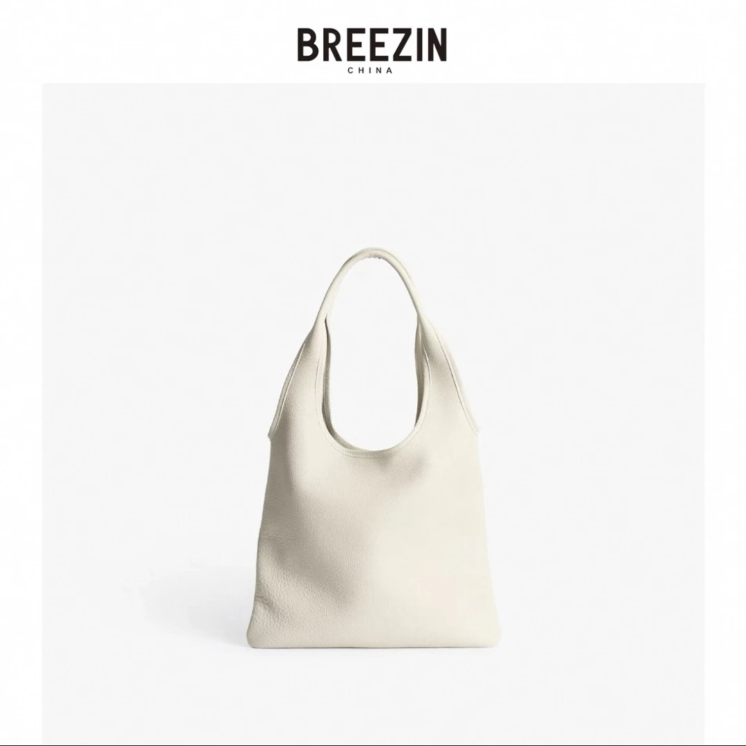 BREEZIN 2025春夏新款 头层牛皮单肩手提托特包