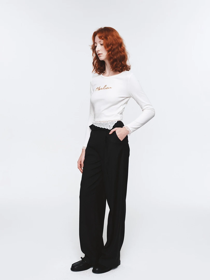 CELECT买手店HERLIAN 2025年春季新品不规则女士撞色翻腰设计西裤