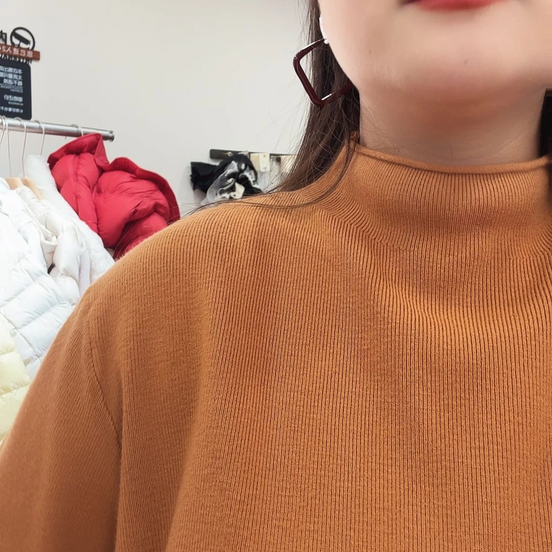 橙色针织帽打底均码