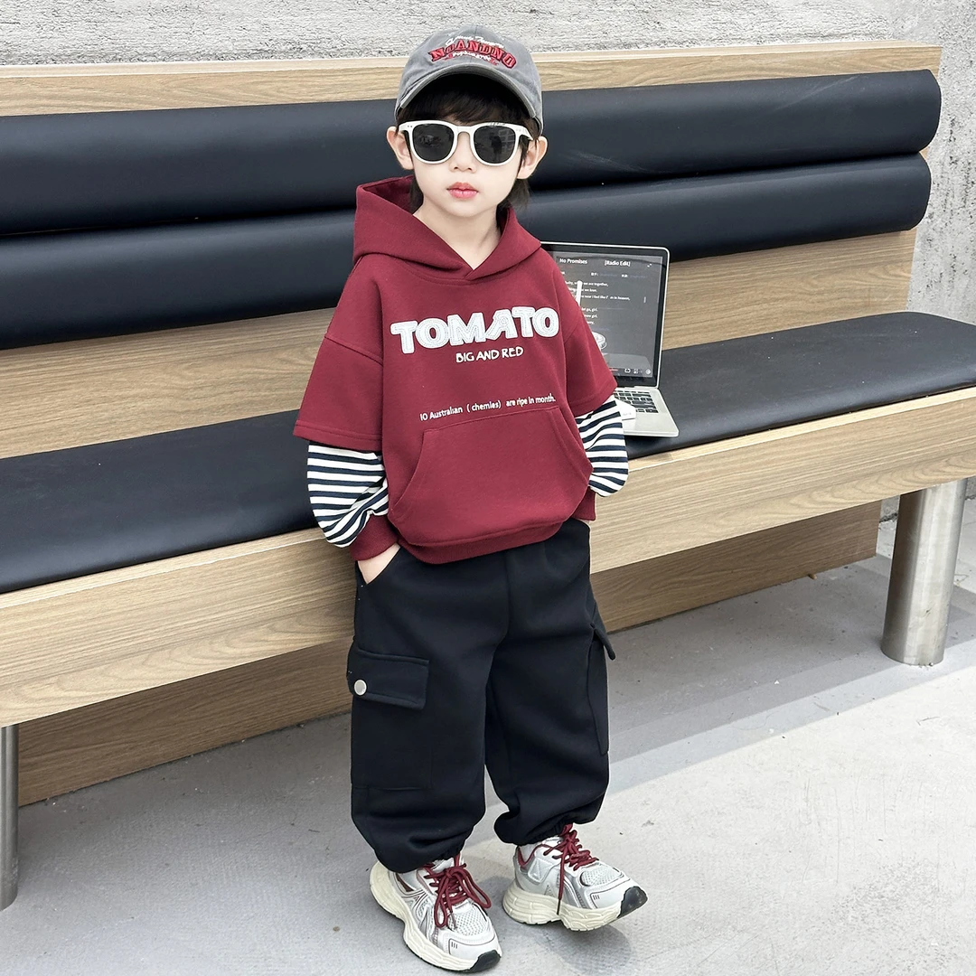 男童秋装套装2025新款痞帅小男孩卫衣两件套洋气儿童秋季休闲衣服