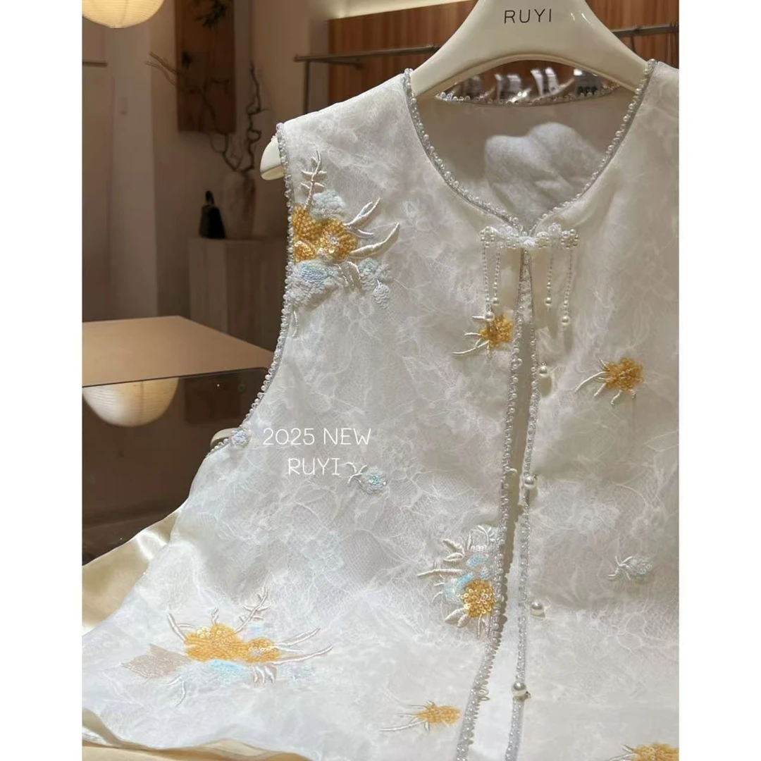 入艺868【Y I仲夏甜茶】新中式设计款点缀盘扣夏季马甲-RY2530421