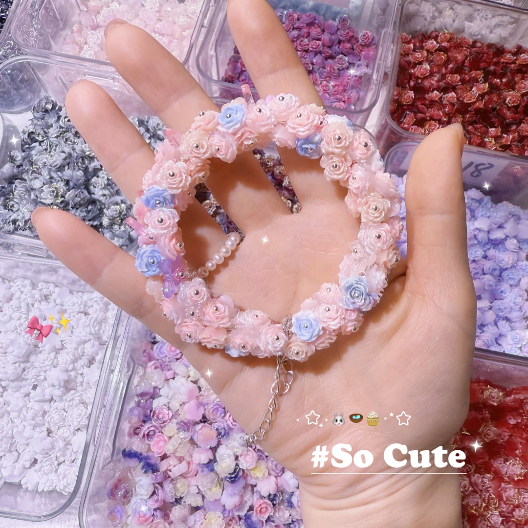 百款软花 厂家自销 雕花玫瑰软花 手链手工DIY 美甲饰品夜光