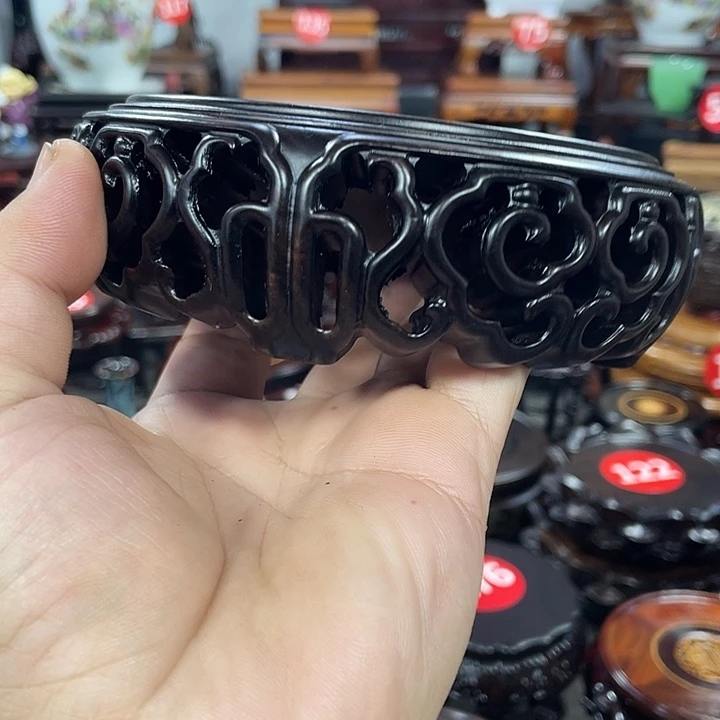 琉璃手工艺品红木底座工艺品11