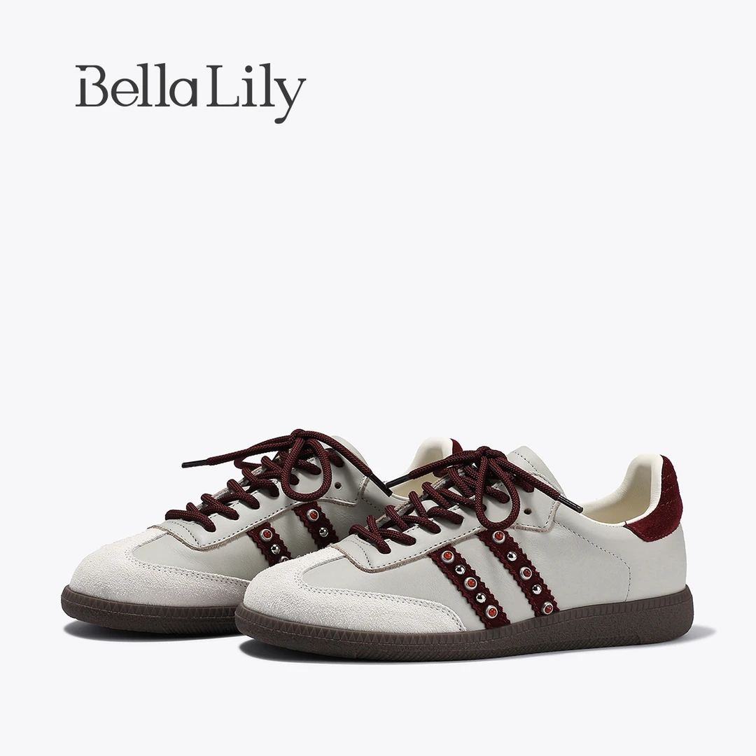 BellaLily2025秋季新款韩系简约女鞋潮流平底板鞋百搭经典德训鞋