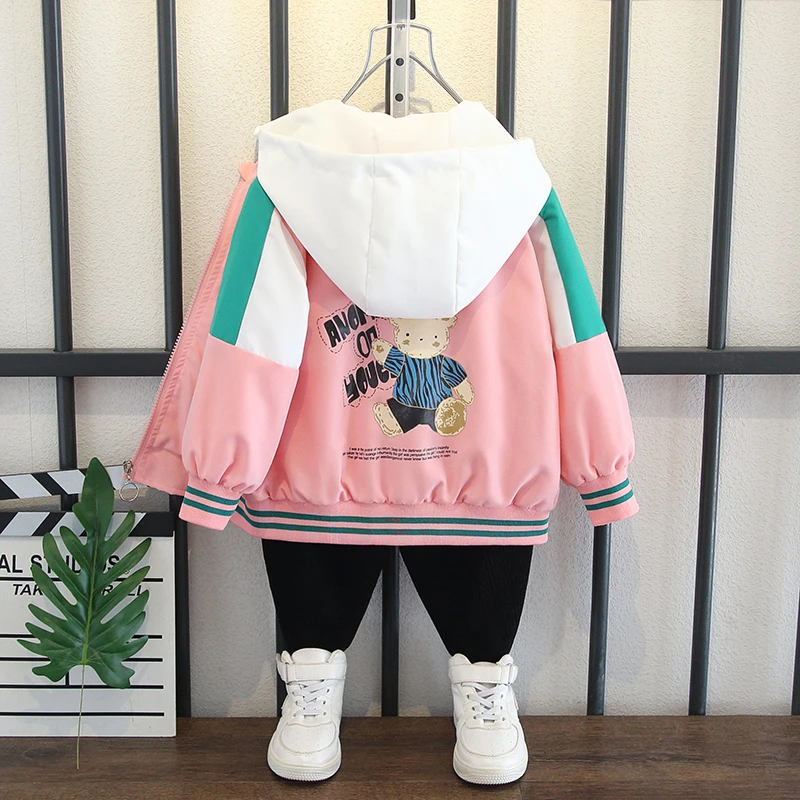 春装外套2025秋装新款女童连帽运动服洋气棒球服夹克男童宝宝上衣