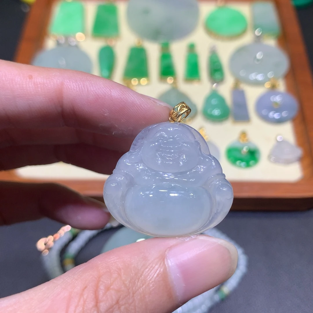 翡翠18K金镶嵌吊坠(不含链)