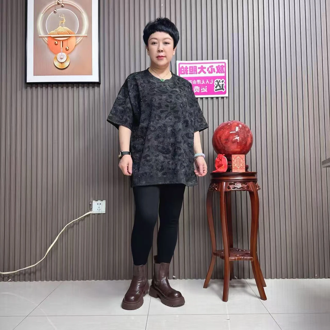 【雅洁服饰】短袖宽松型T恤中长款休闲中老年春秋