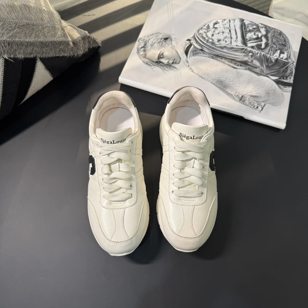 EM2025春夏款休闲运动百搭小白鞋透气百搭纯色显腿长真皮潮鞋