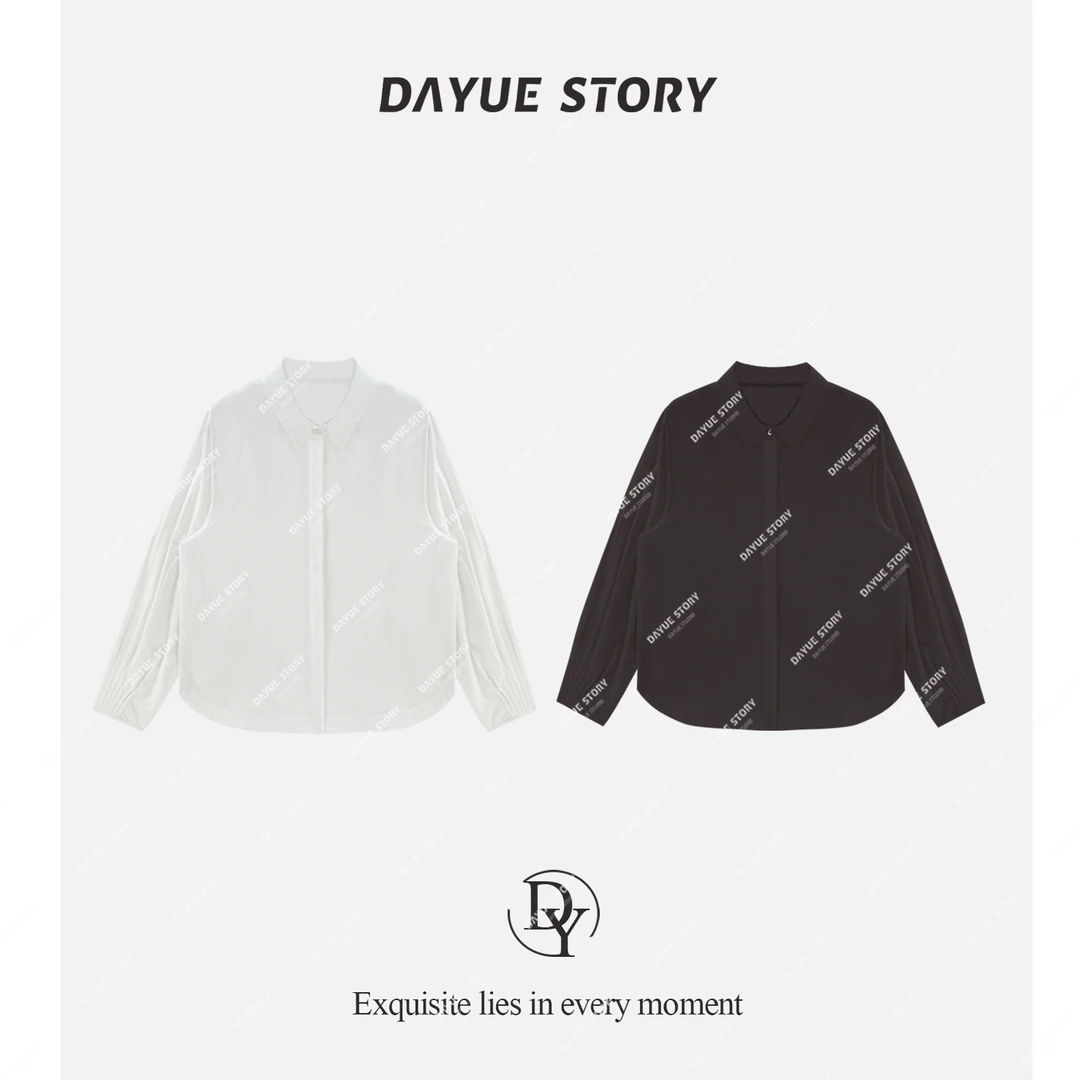 DAYUE【摩卡可可】高支高密~复古秋季设计感翻领长袖衬衫