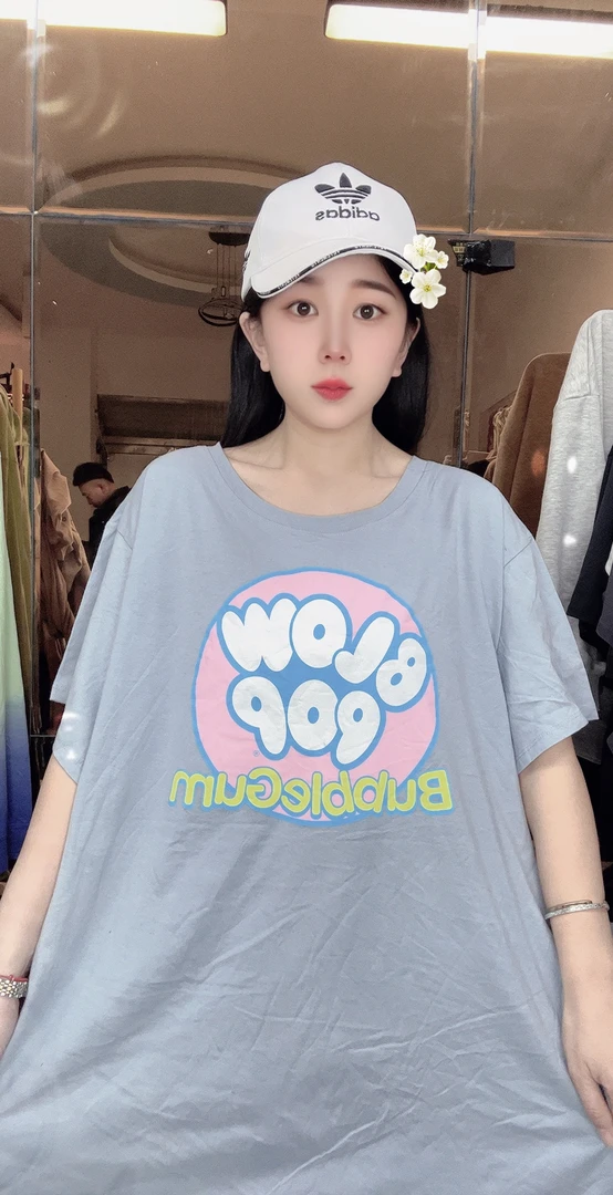 外贸纯棉T恤大码浅蓝bob