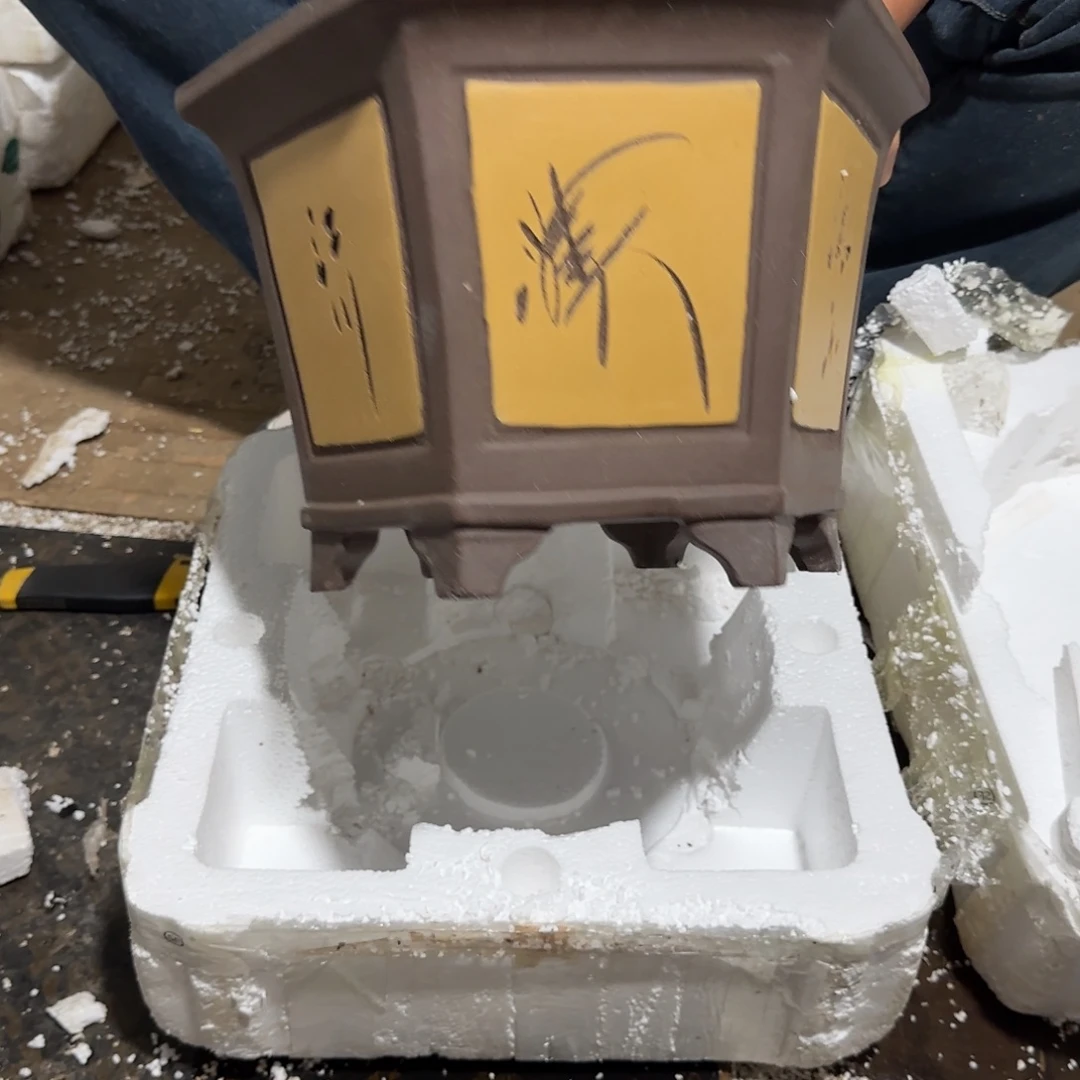 紫砂花盆口径27.23.17蓝色