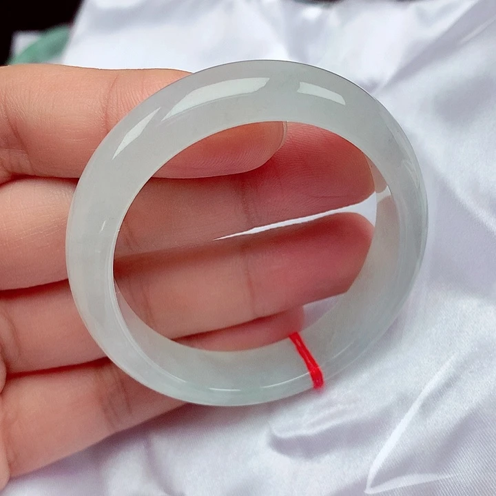 翡翠未镶嵌手镯55贵妃白月光手镯