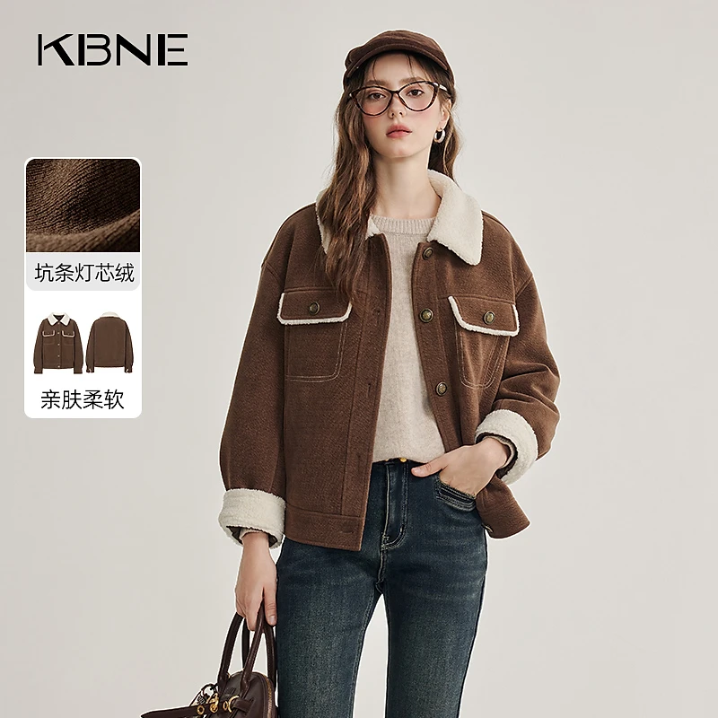【王雪糕专属】新款短外套牛仔柔软短款时尚复古亲肤灯芯绒翻领