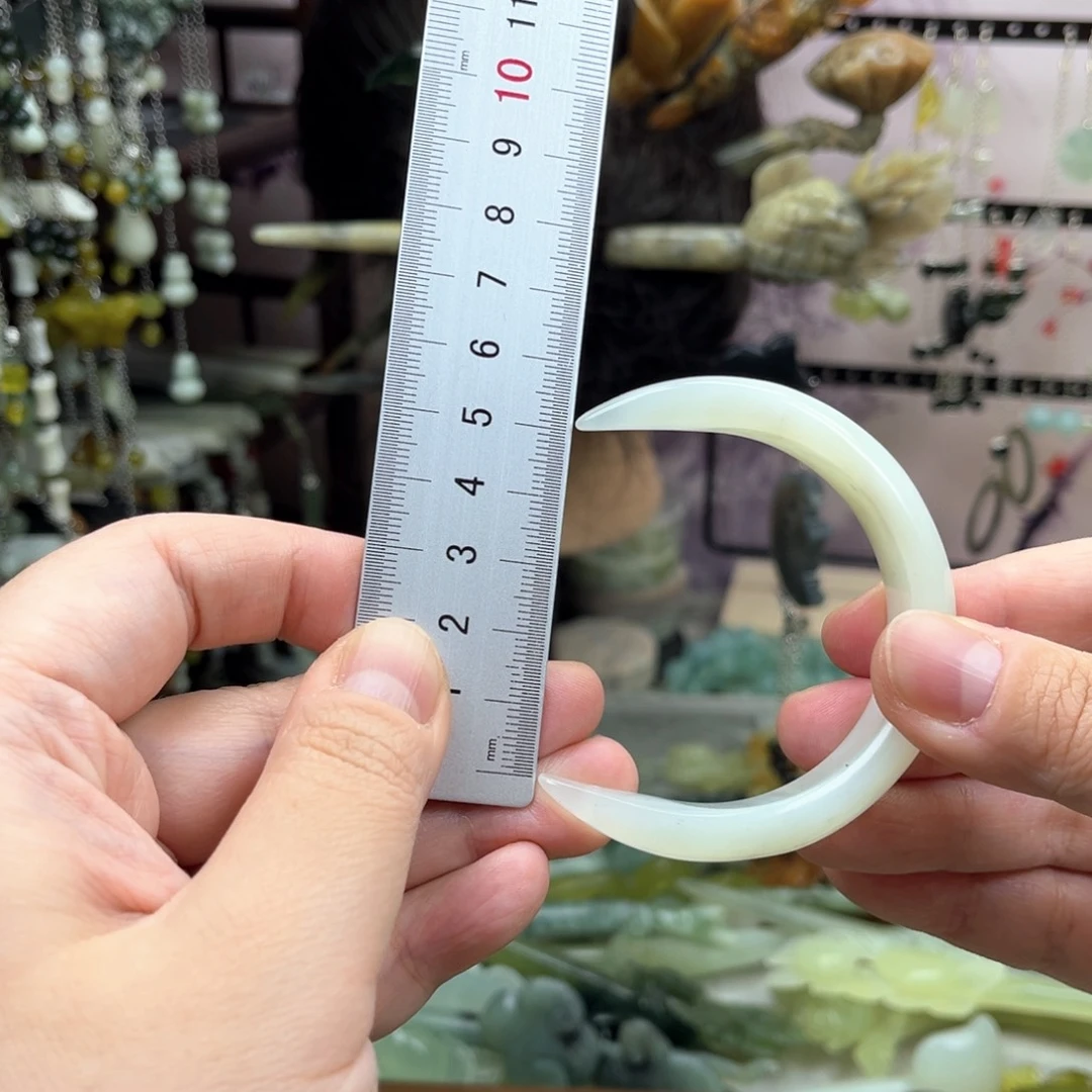 岫玉未镶嵌发饰玄月簪