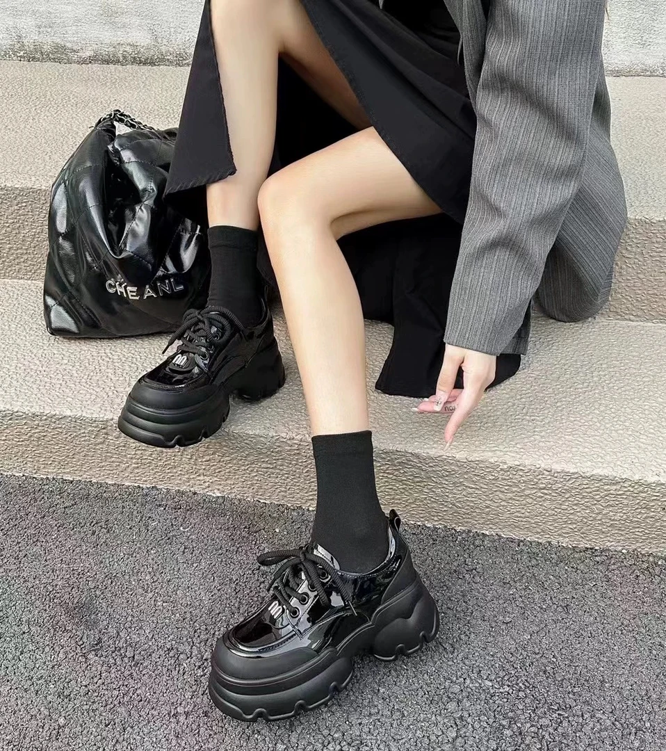 加绵增高6 公分乐福鞋女英伦风厚底日系小皮鞋