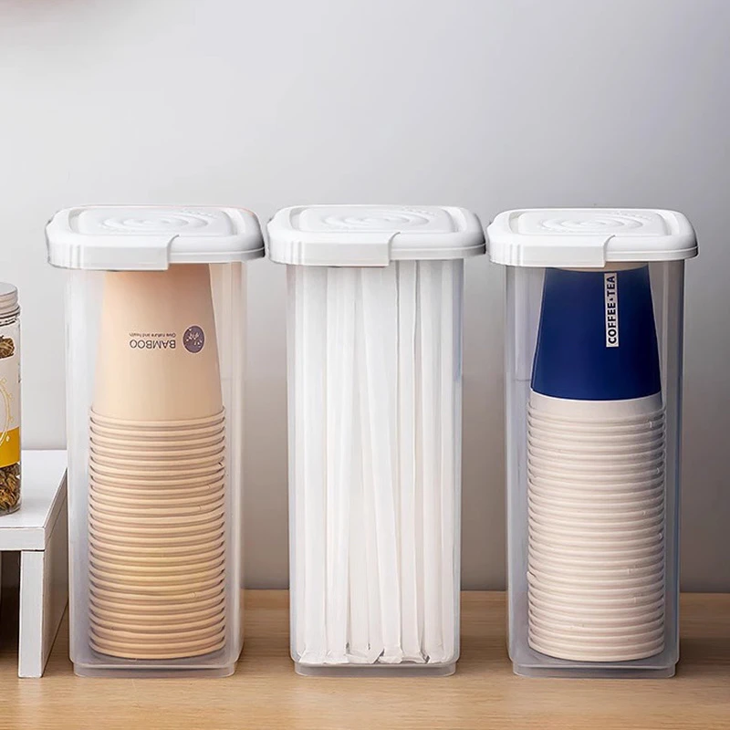 一次性杯子收纳盒桌面防尘置物架放纸杯神器水杯塑料杯专用存放盒