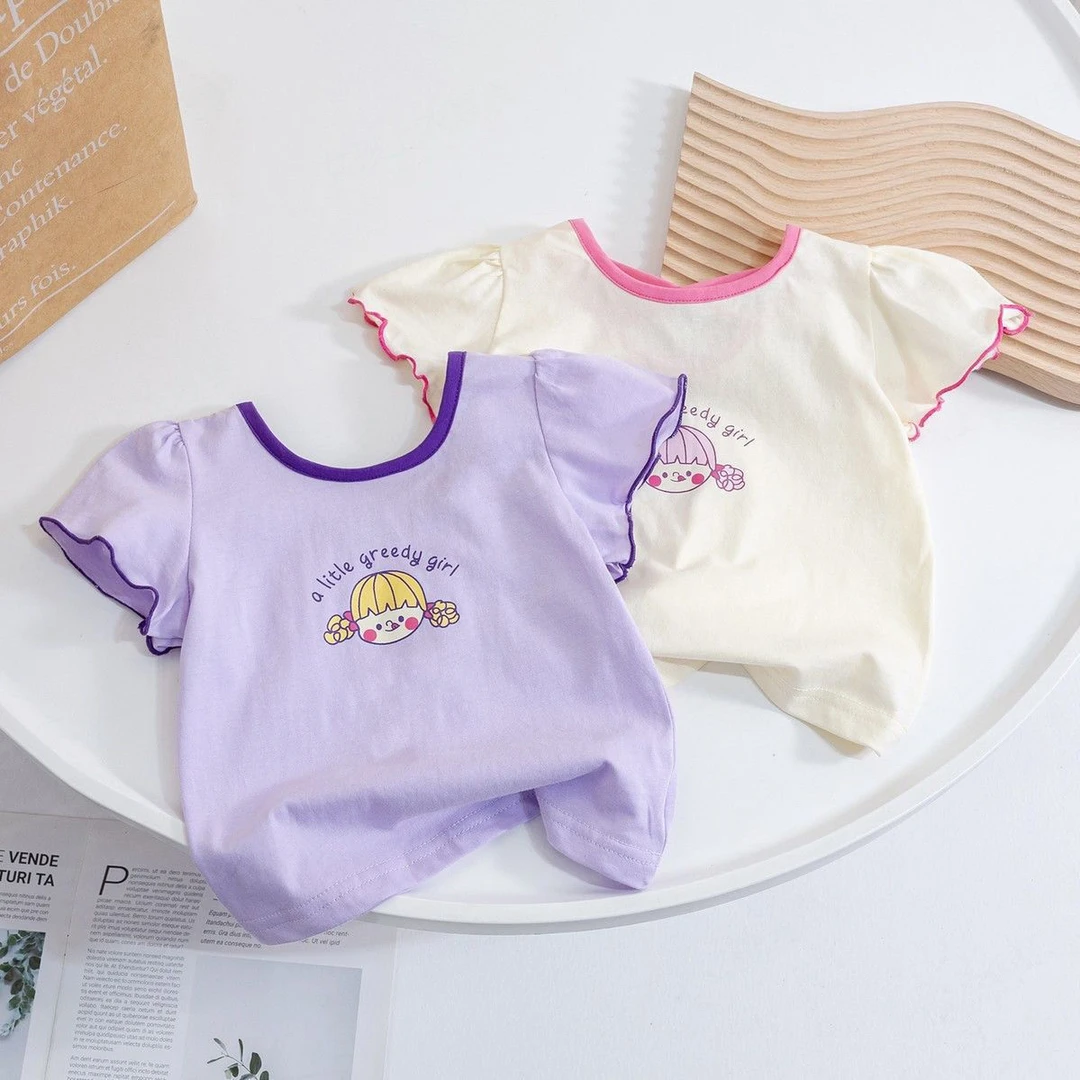 2025年款女孩上衣洋气新款儿童圆领短袖t恤女童宝宝衣服夏季薄款