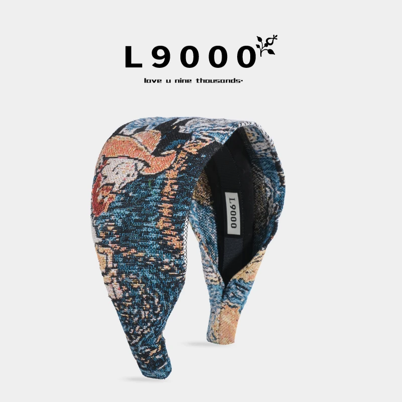 L9000/优雅小众原创精致气质发箍女复古油画风宽版发卡高级感头饰