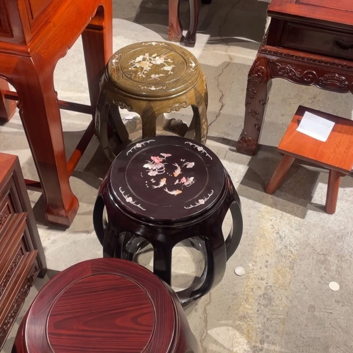 45鼓凳雕花深色宋**呀
