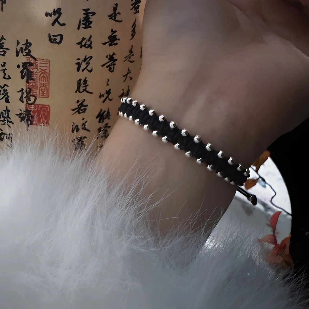 足银手链 苗疆少女转运银珠编织纯银手绳情侣复古时尚古风民族风